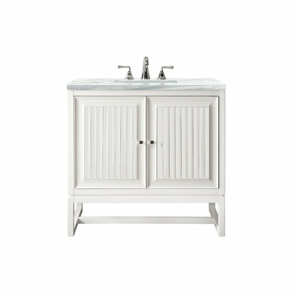 James Martin Vanities Athens 30in Single Vanity, Glossy White w/ 3 CM Arctic Fall Solid Surface Top E645-V30-GW-3AF